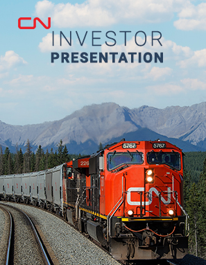 CN Train on the cover of the Investor Presentation cover